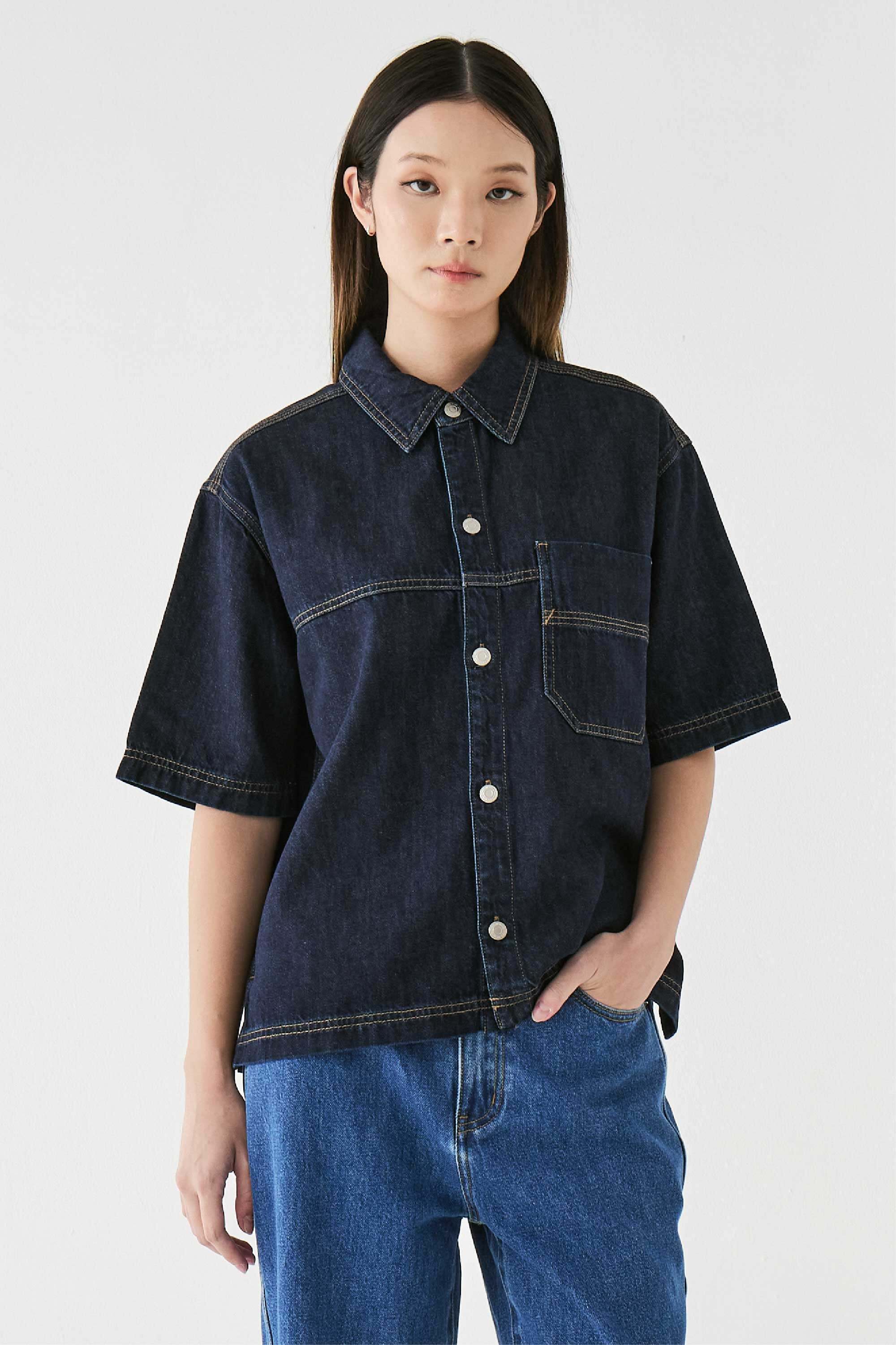 Unisex Boxy Denim Shirt